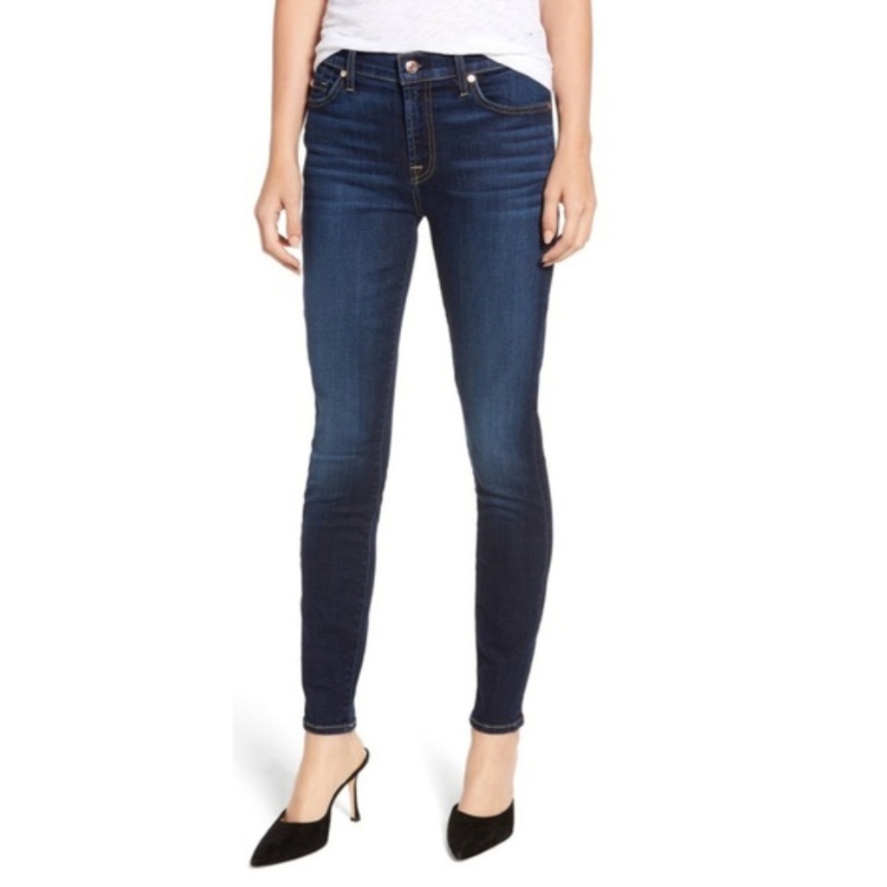 7 For All Mankind Dark Blue Ankle Skinny Jeans